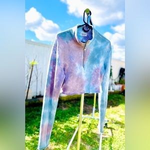 Cotton Citizen Soul Cycle Collar Front Zip Cropped Sweater Size M